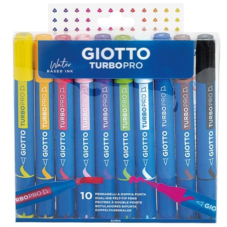Set Pennarelli Giotto Turbo Pro Doppia Punta - 10 Colori Classic F428300