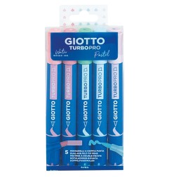 Set Pennarelli Giotto Turbo Pro Doppia Punta - 5 Colori Pastel F428400