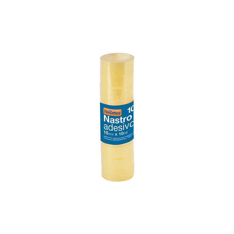 10 rotoli Nastro adesivo colore trasparente 15x10mt 02/006