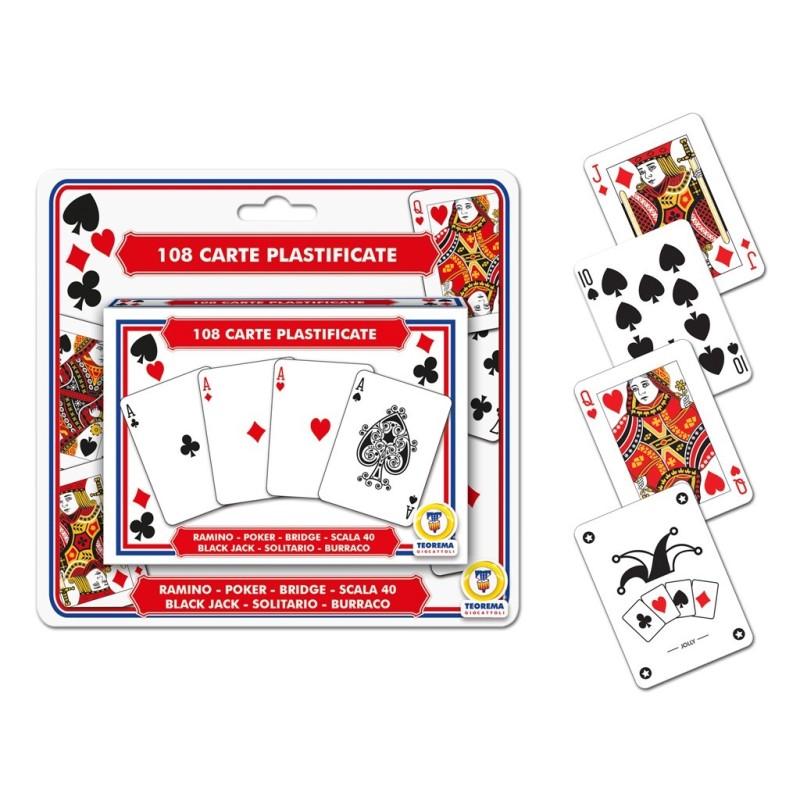 TEOREMA CARTE DA GIOCO POKER PLASTIFICATE 54 PZ 2 MAZZI 40449