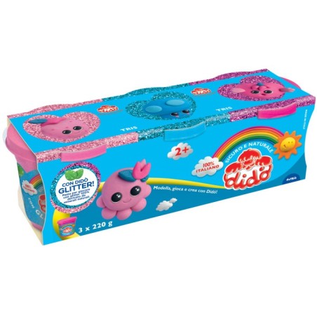 Didò Tris Glitter pasta modellabile 3 barattoli 220 g F363800