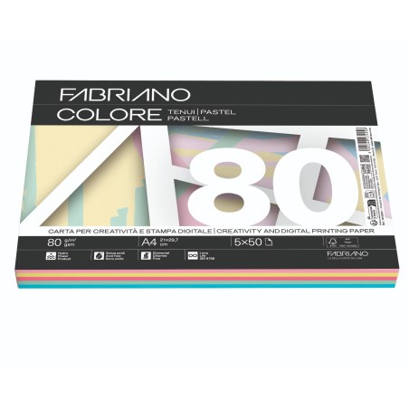 FABRIANO  250 fg Carta fotocopie Fabriano Colore A4 80gr mix tenui 19100811