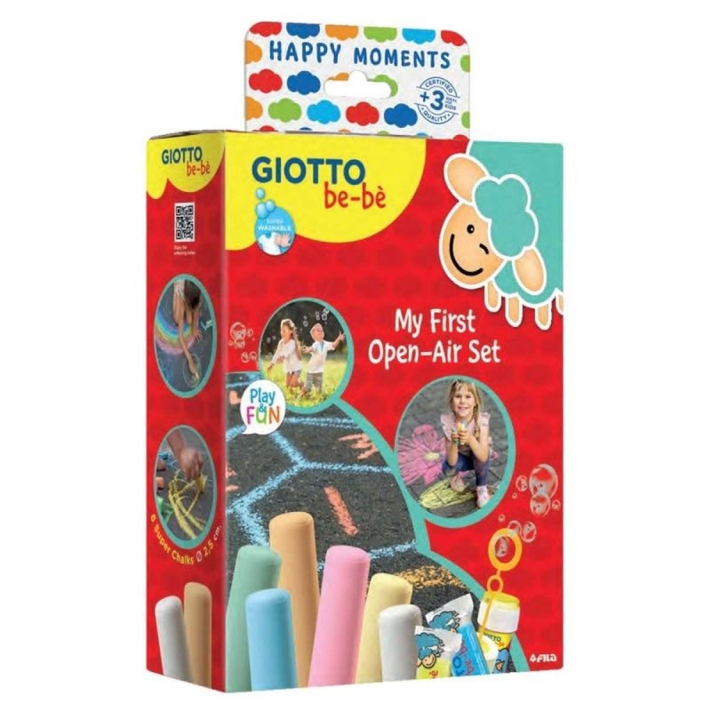 Giotto Be Bè My First Open Air Set set creativo con 6 gessi 100 g pasta e bolle F480300