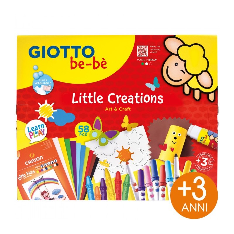 Giotto Be Bè Little Creations set creativo con pennarelli pastelloni colla stencil e blocco F479100