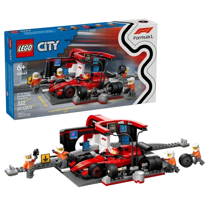 LEGO City Pit Stop e Meccanici con Monoposto Ferrari F1 60443