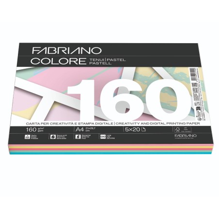 FABRIANO 100 fogli Carta fotocopie Fabriano Colore A4 160 gr mix tenui 19100815
