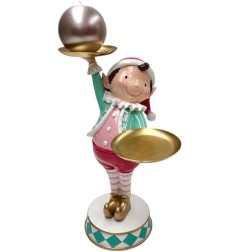 DELICIUS ELFO CON 2 CANDELE 33H DUE BOLOGNA 8CM H234