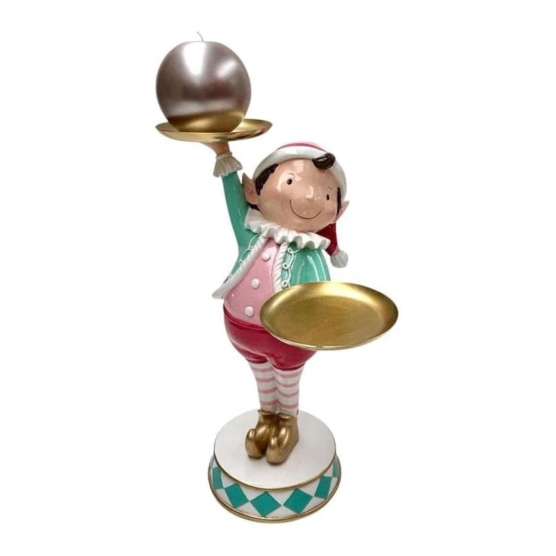 DELICIUS ELFO CON 2 CANDELE 33H DUE BOLOGNA 8CM H234