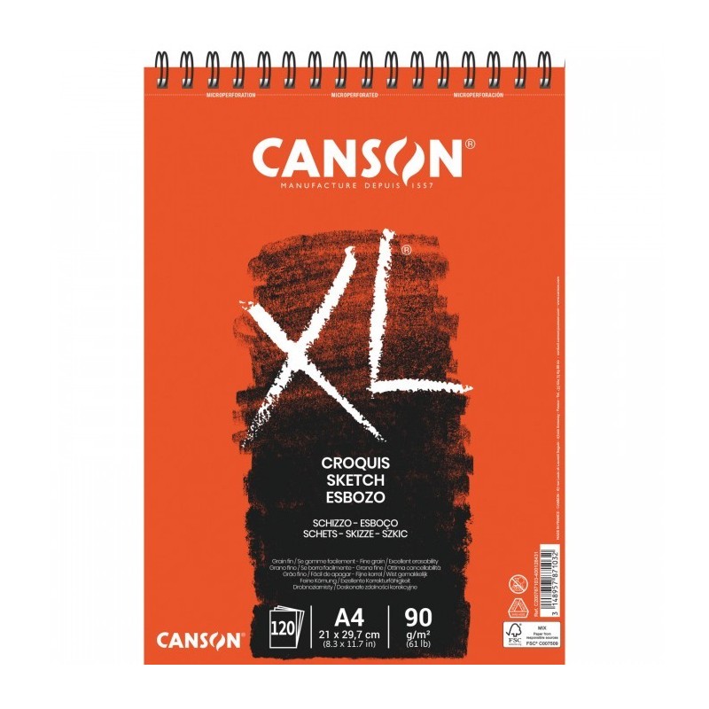 CANSON BLOCCO XL CROQUIS A4 90gr. 120FG SPIRALATO C200787103
