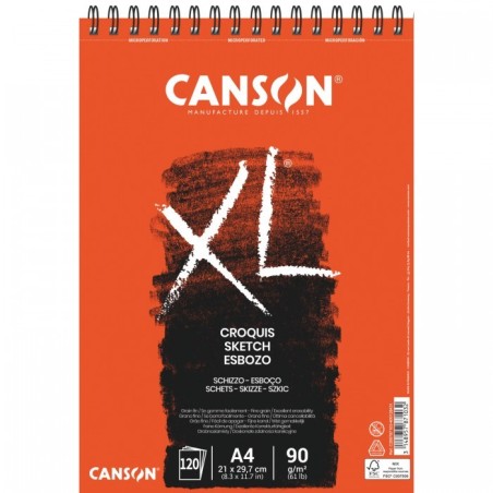 CANSON BLOCCO XL CROQUIS A4 90gr. 120FG SPIRALATO C200787103