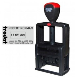 TRODAT Timbro Datario PRINTY 8746 con piastra colore Nero 56x33