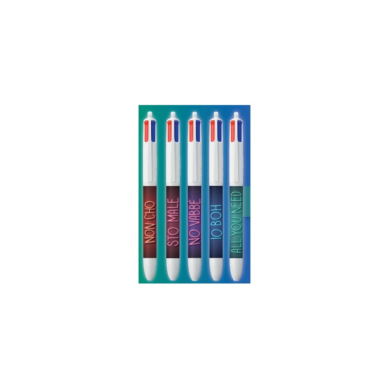 BIC 4 Colours Shine Penna a Sfera Retrattile Confezione da 5 Fusti SLANG Z WEBBOH Assortiti *