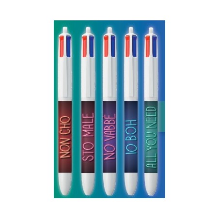 BIC 4 Colours Shine Penna a Sfera Retrattile Confezione da 5 Fusti SLANG Z WEBBOH Assortiti *