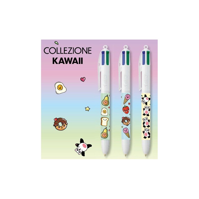 BIC 4 Colours Kawaii Food Penna a sfera 4 colori 1,0 mm 3 pz 301998