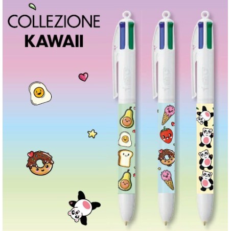 BIC 4 Colours Kawaii Food Penna a sfera 4 colori 1,0 mm 3 pz 301998